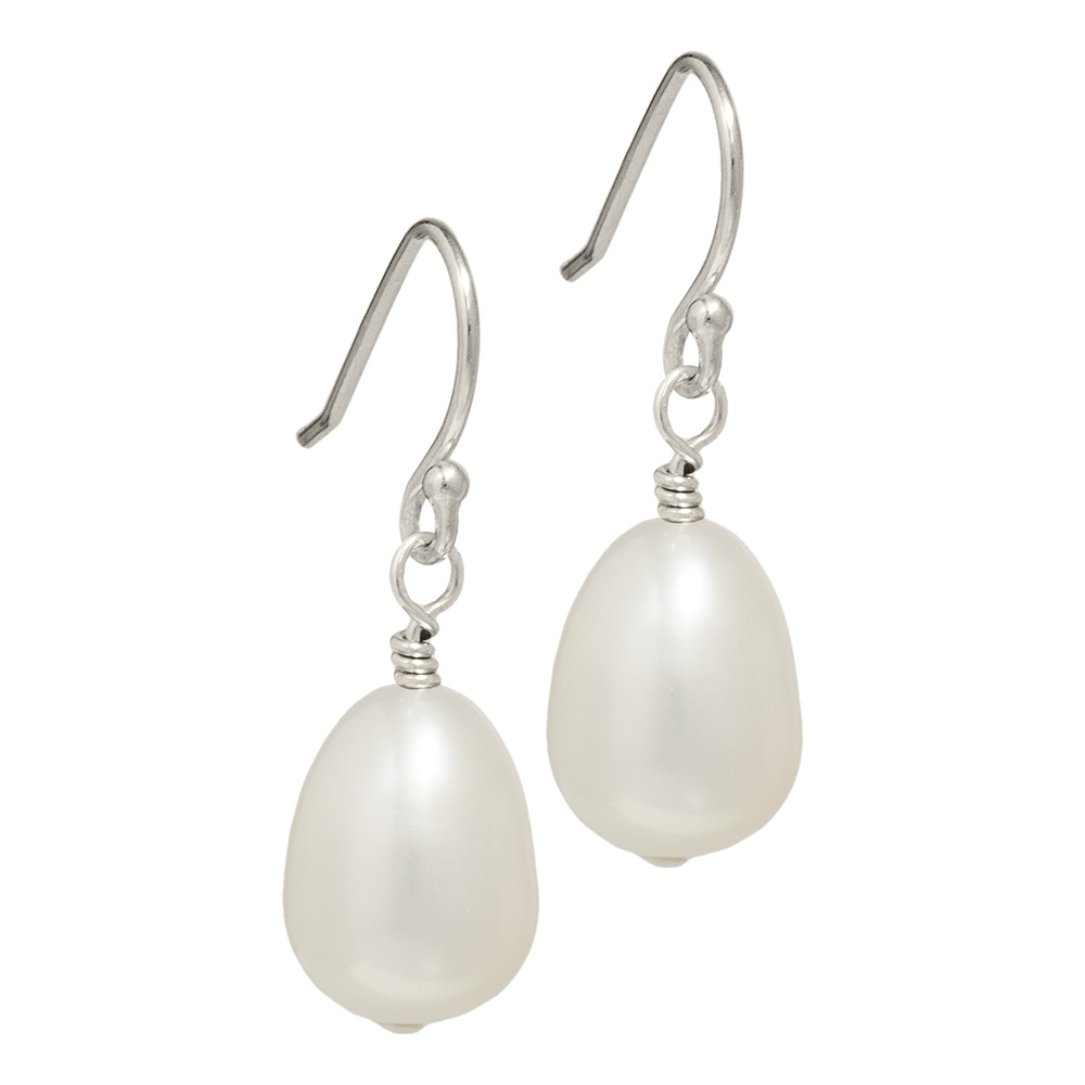 large freshwater rice pearl earrings