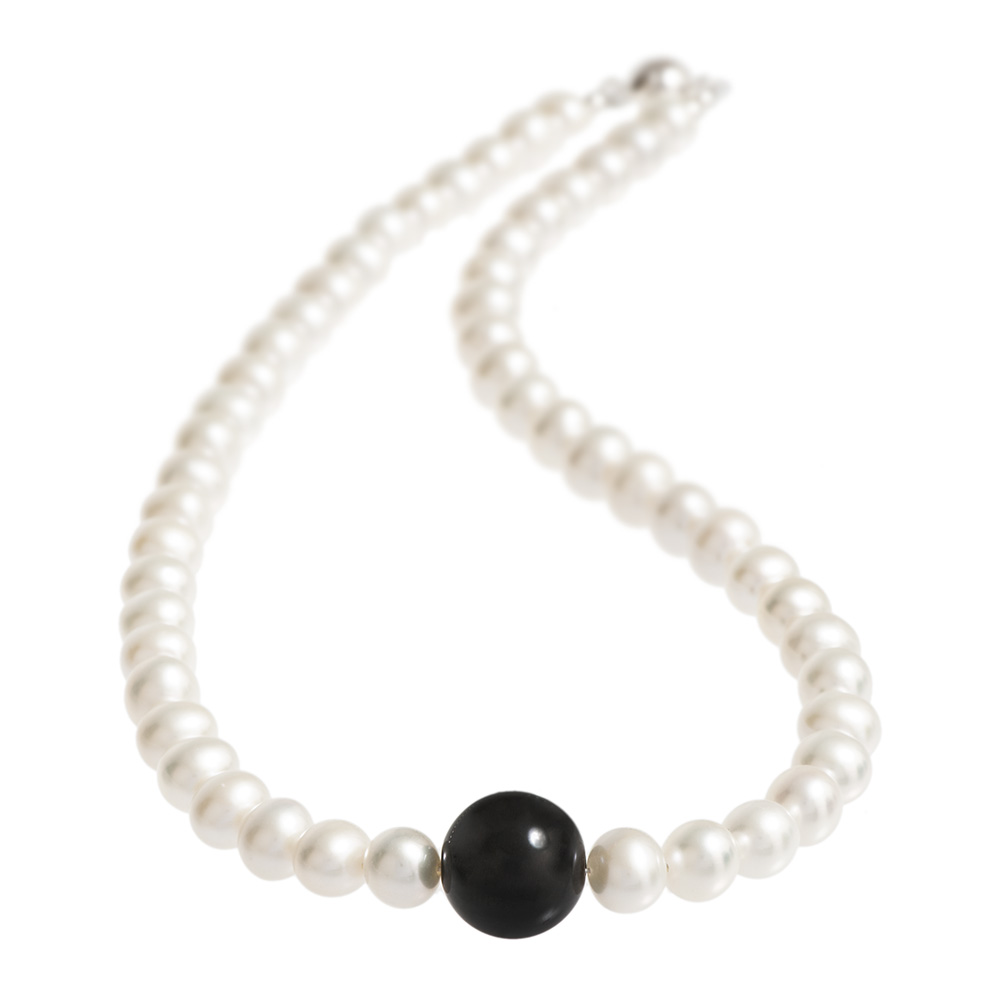 Beautiful White Pearls Necklace With Kundan Pendant & Green Onyx Beads -  Pure Pearls