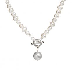 grey pearl drop necklace