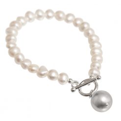 grey pearl drop bracelet