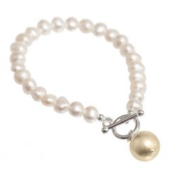 gold drop on pearl bracelet