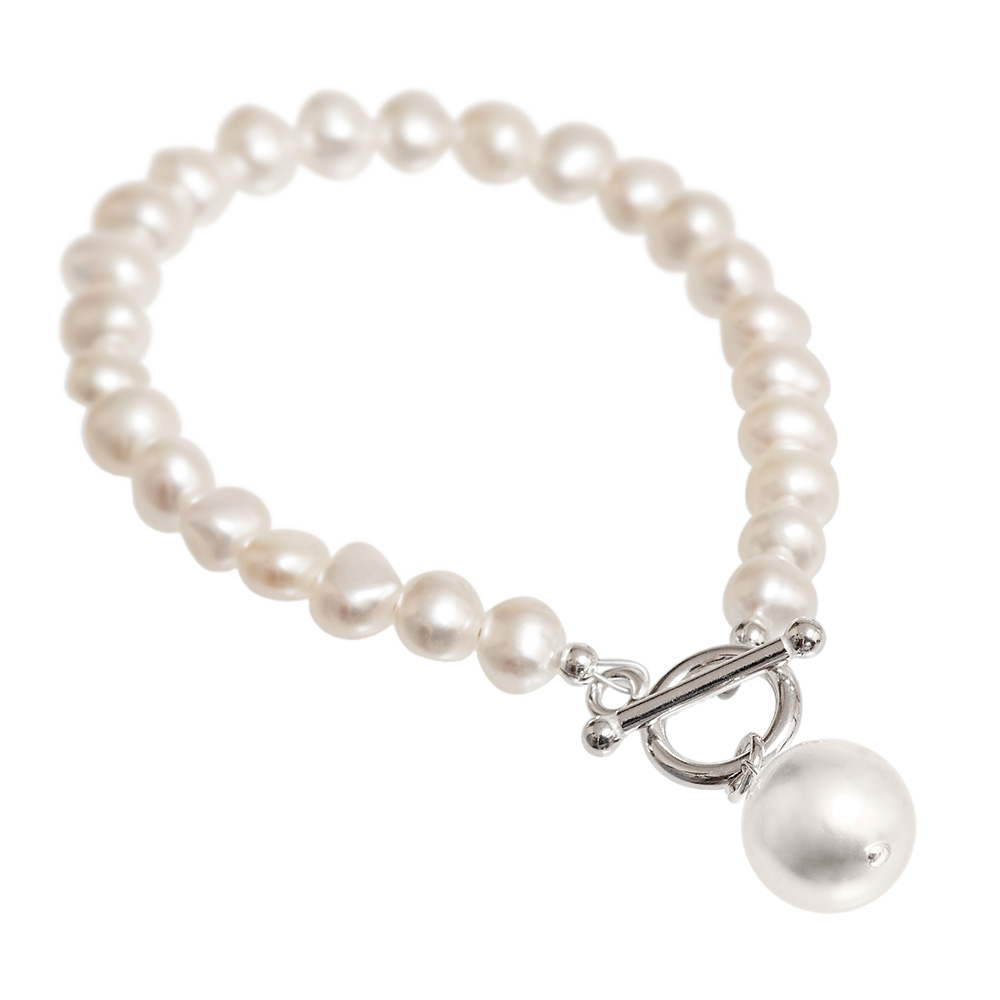 white pearl drop bracelet