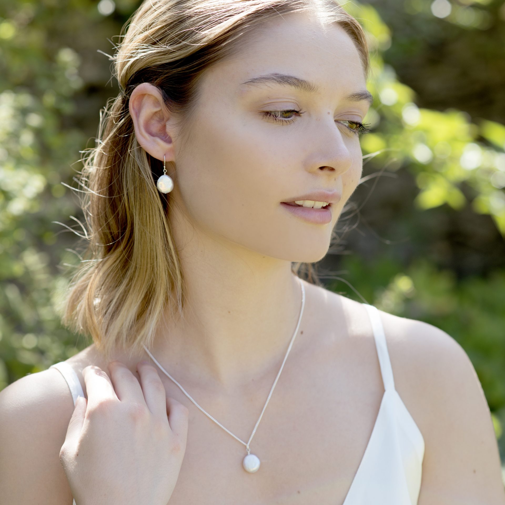 Coin Pearl Drop Pendant | Pearl Bridal 