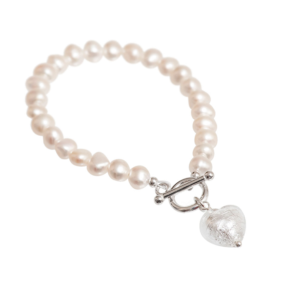silver Murano pearl bracelet