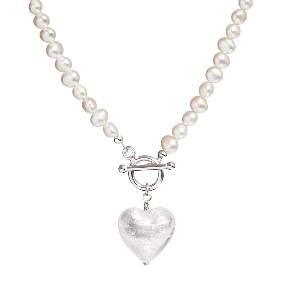 silver Murano pearl necklace