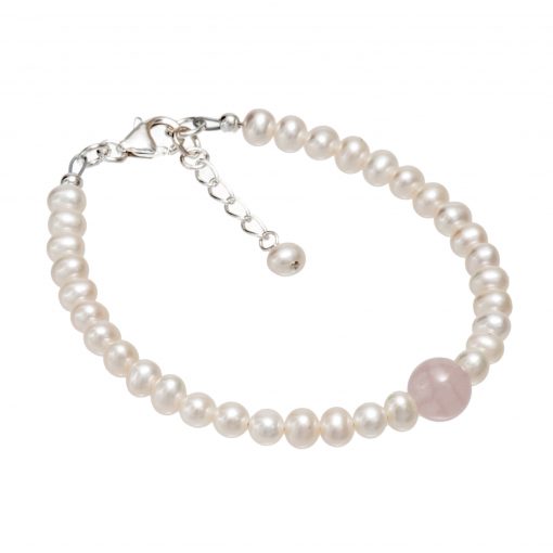 rose quartz and pearl bracelet