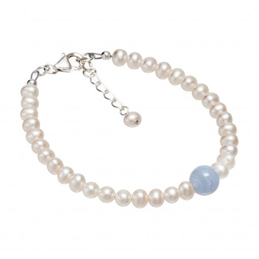 pearl and blue lace agate bracelet