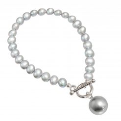 grey pearl drop bracelet
