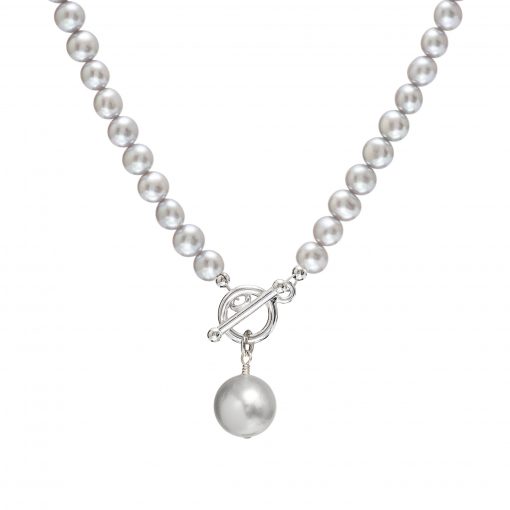 grey pearl drop necklace