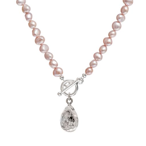 teardrop pink pearl necklace