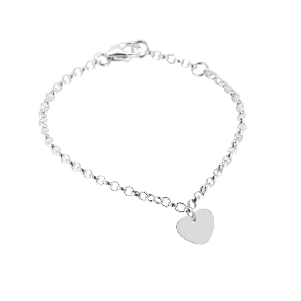 Silver charm bracelet with heart