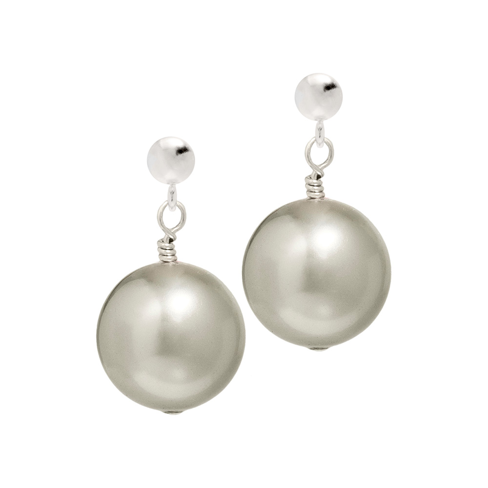 pale grey pearl earring with post & scroll