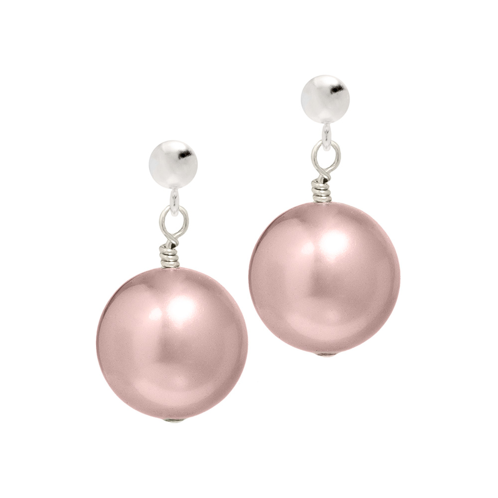 pink pearl earrings with butterfly fitting