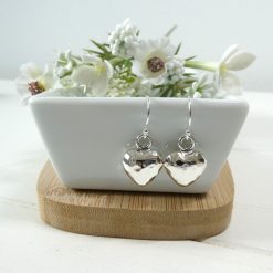 Beaten Silver Heart Earrings