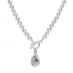 teardrop grey pearl necklace