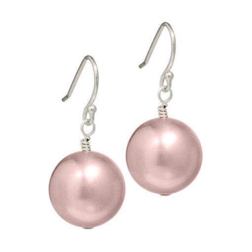 pink Swarovski pearl drop earrings