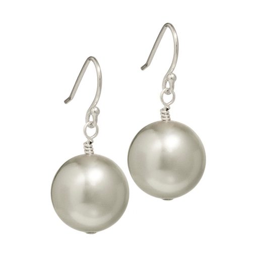 grey Swarovski pearl drop earrings