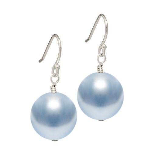 light blue Swarovski pearl drop earrings