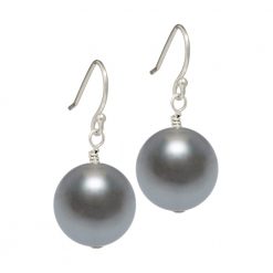 dark grey Swarovski pearl drop earrings