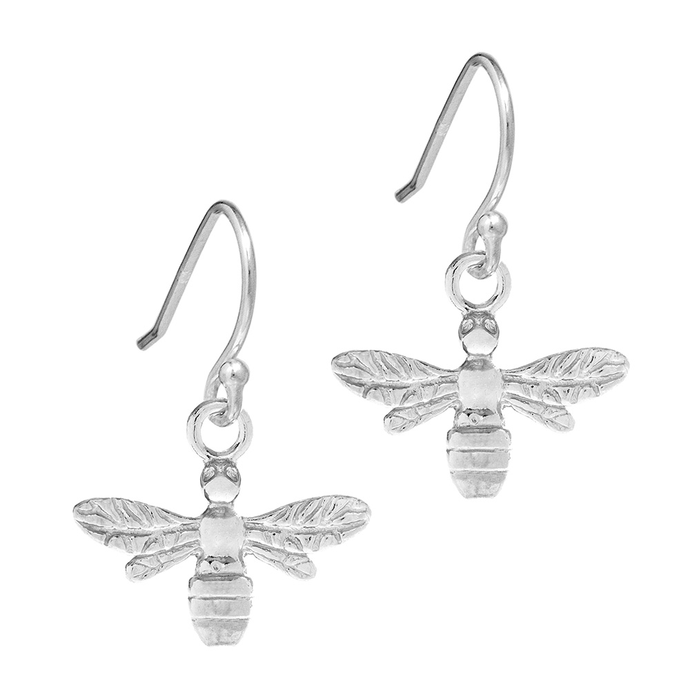 Silver Honey Bee Earrings