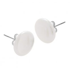 Large Coin Pearl Stud Earrings