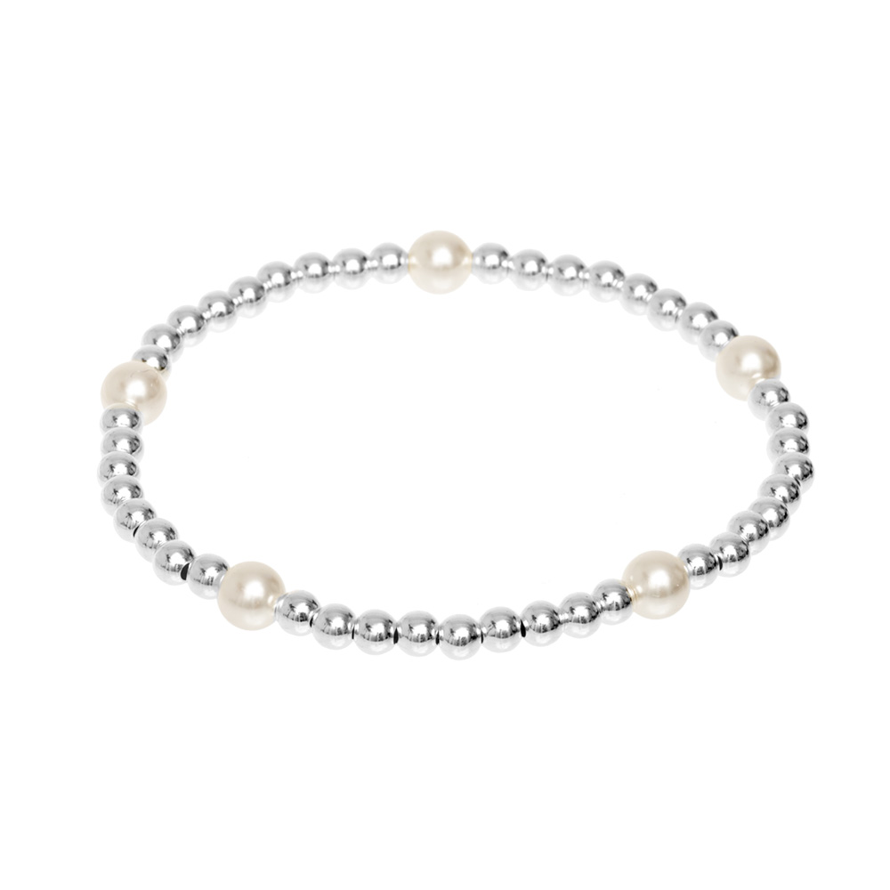 Silver and Pearl Stretch Bracelet