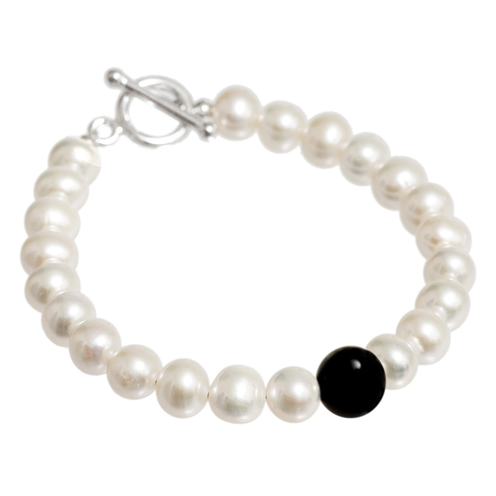 Sterling Silver Linked Freshwater Pearl Bracelet | Jewlr