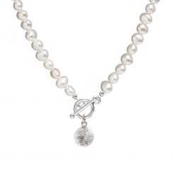 freshwater pearl necklace with silver charm