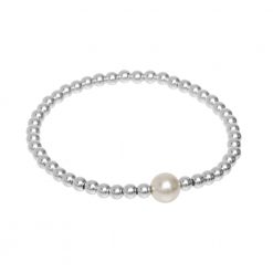 Silver and Pearl Stretch Bracelet