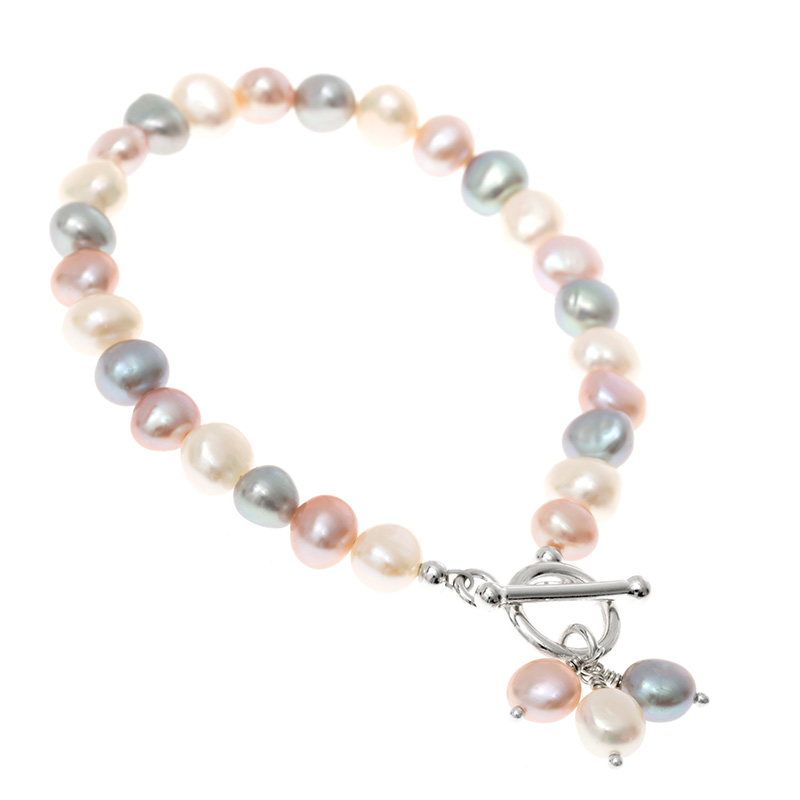 pink, grey and white pearl bracelet