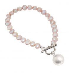 pink pearl bracelet with pearl drop
