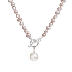 pink pearl necklace with pearl drop