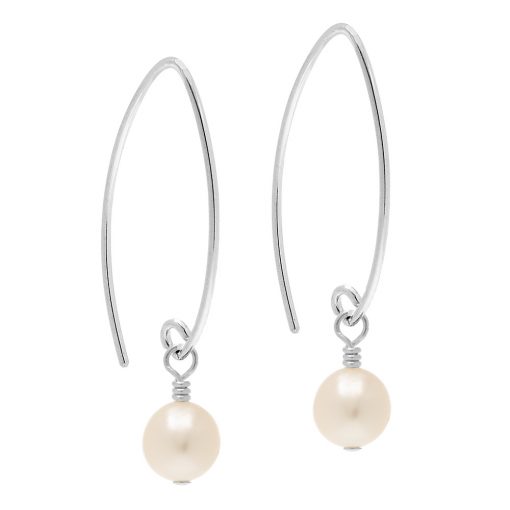 long drop cream pearl earrings