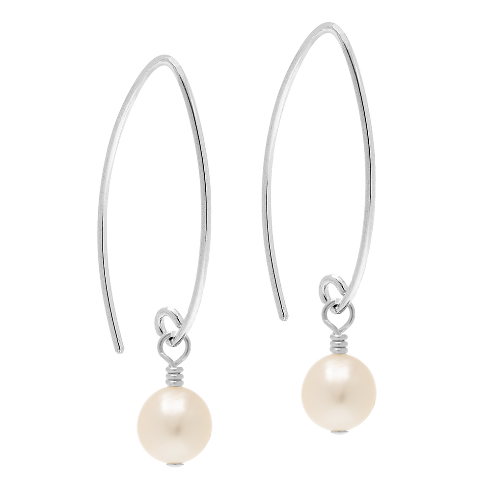 long drop cream pearl earrings