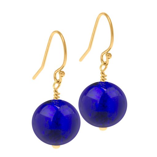 deep blue earrings on gold
