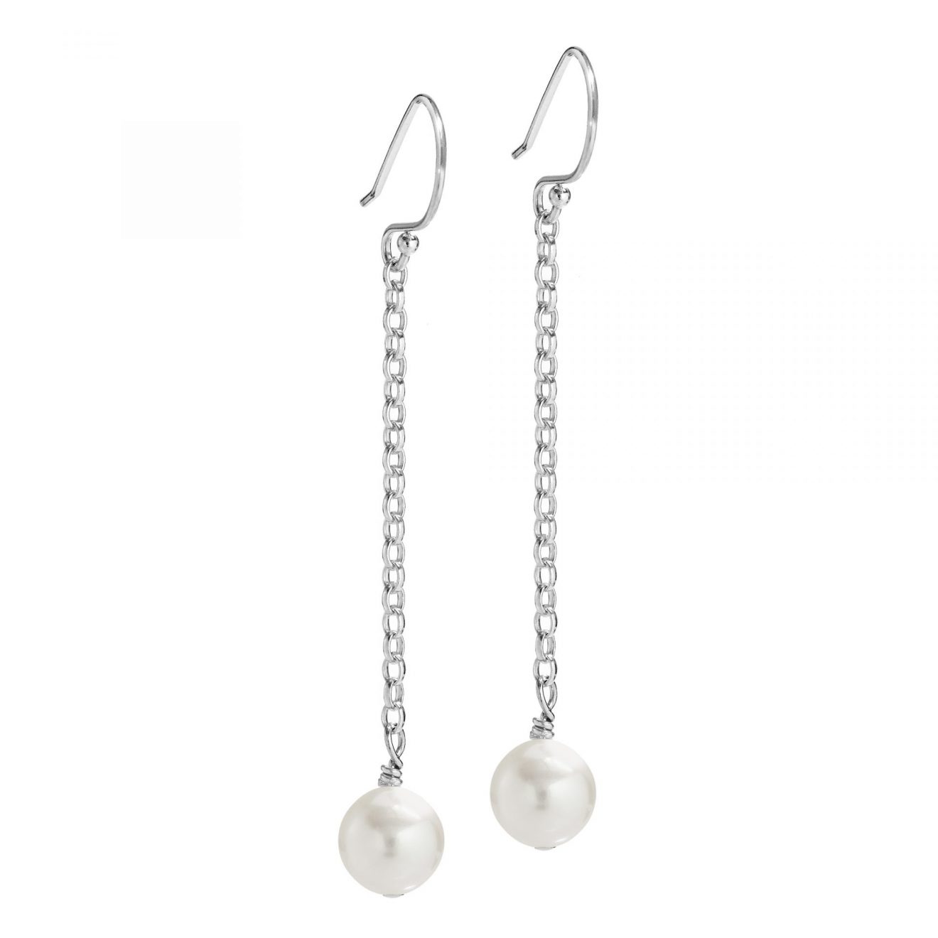 long pearl earrings on chain