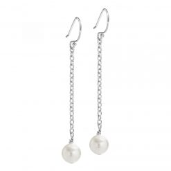 long pearl earrings on chain