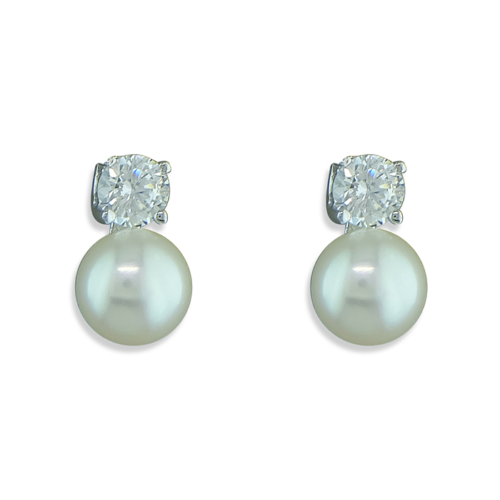 Pearl and CZ stud earring