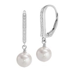 Pearl and CZ Bridal Earrings