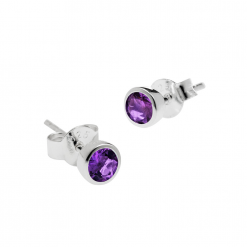 purple crystal stud earrings