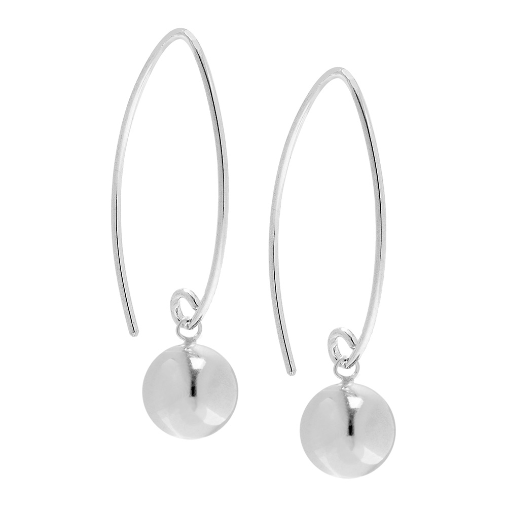 silver ball drop earrings