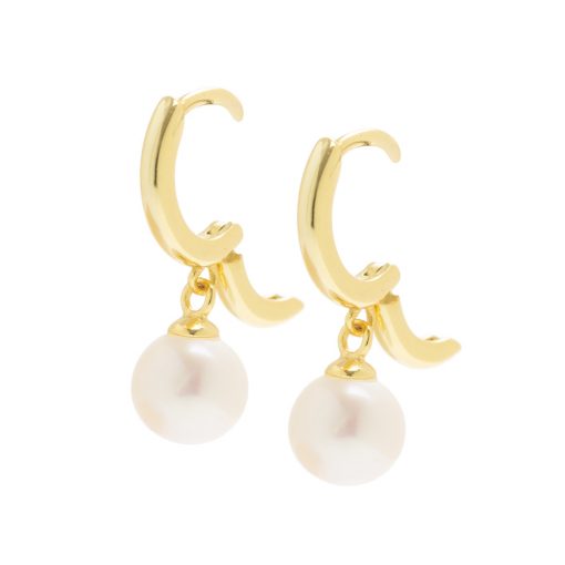 Gold hoops with pearl