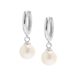 small hoop earrings with pearl